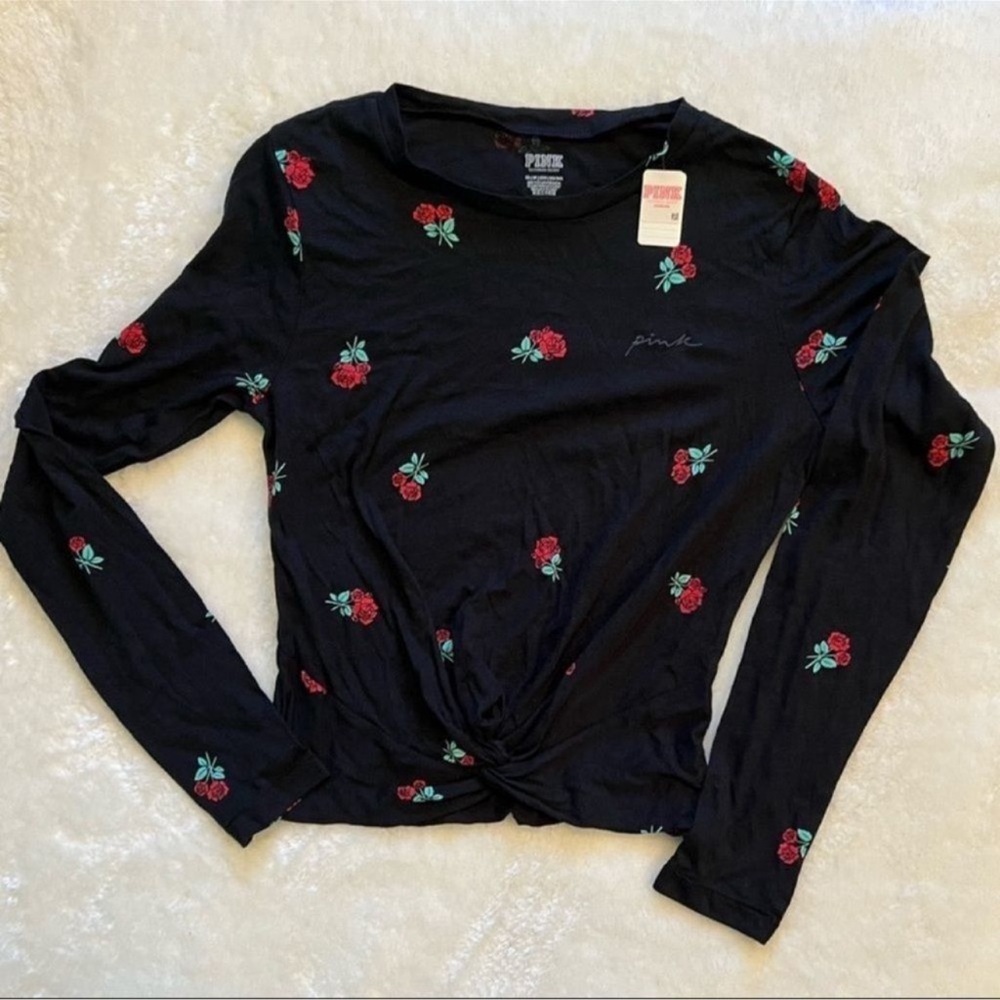 Pink VS Floral Print Long Sleeve Top